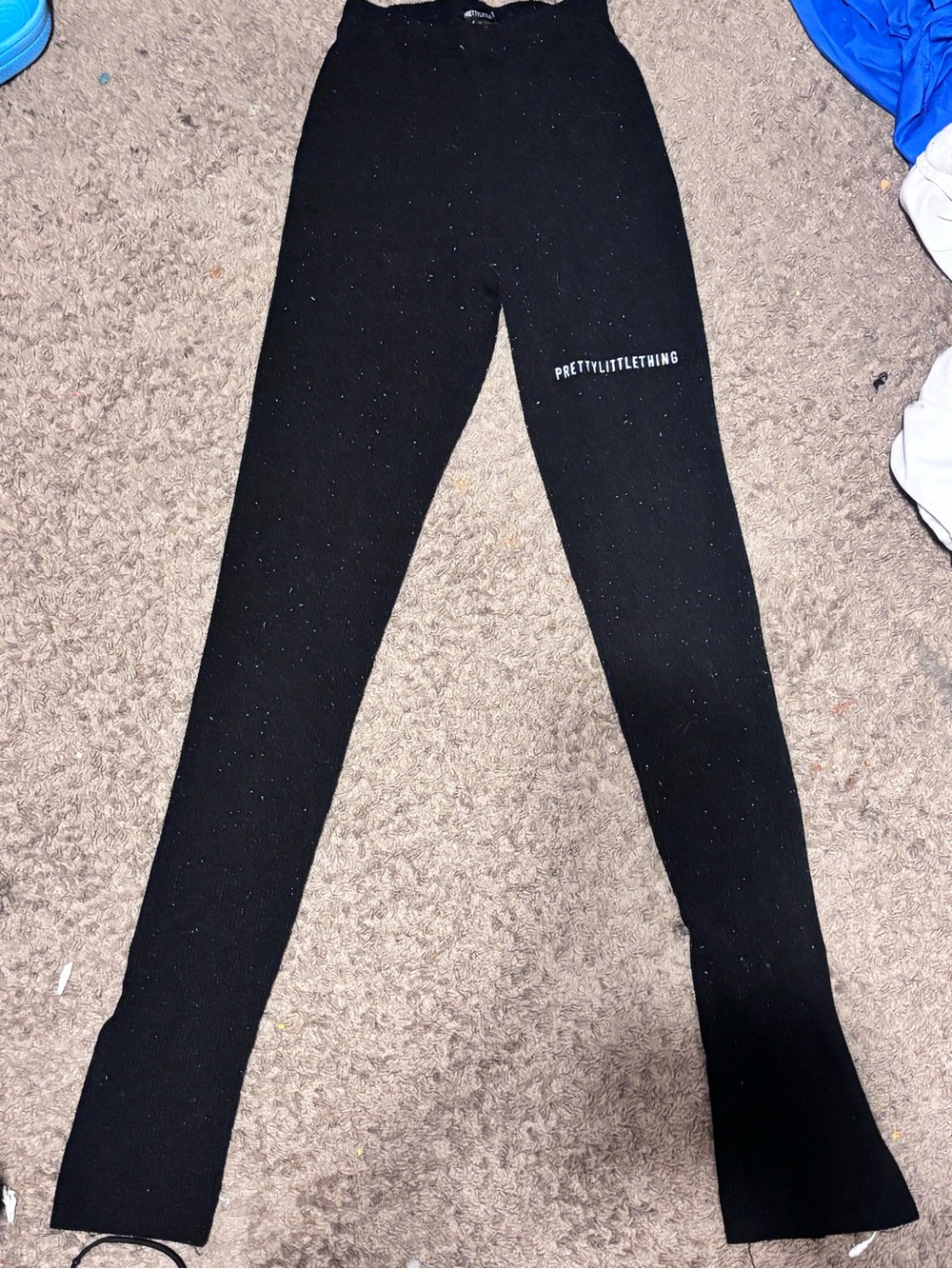 PrettyLittleThing Black Sparkle High-Waist Leggings